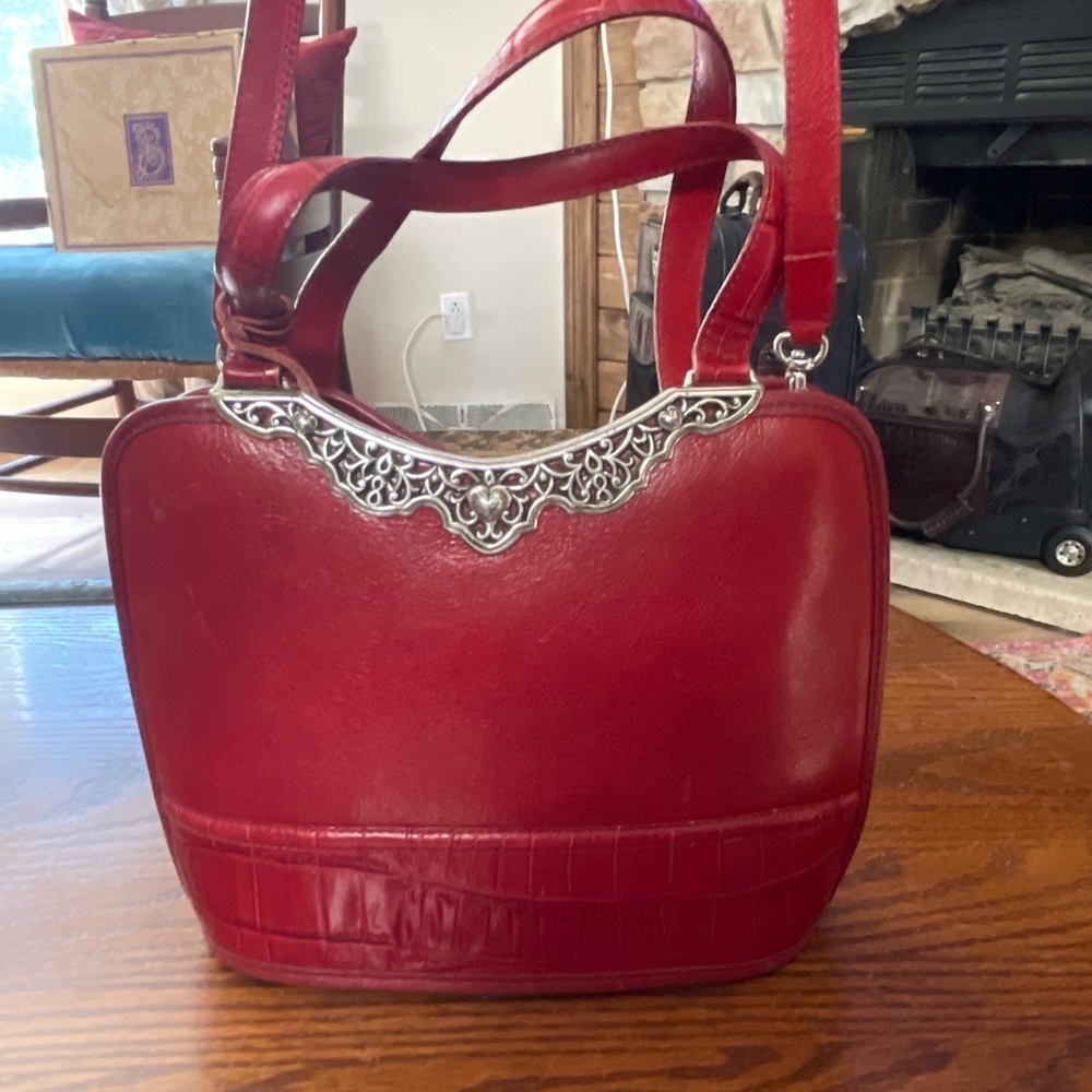 Brighton Red Shoulder Bag with Silver Accents
